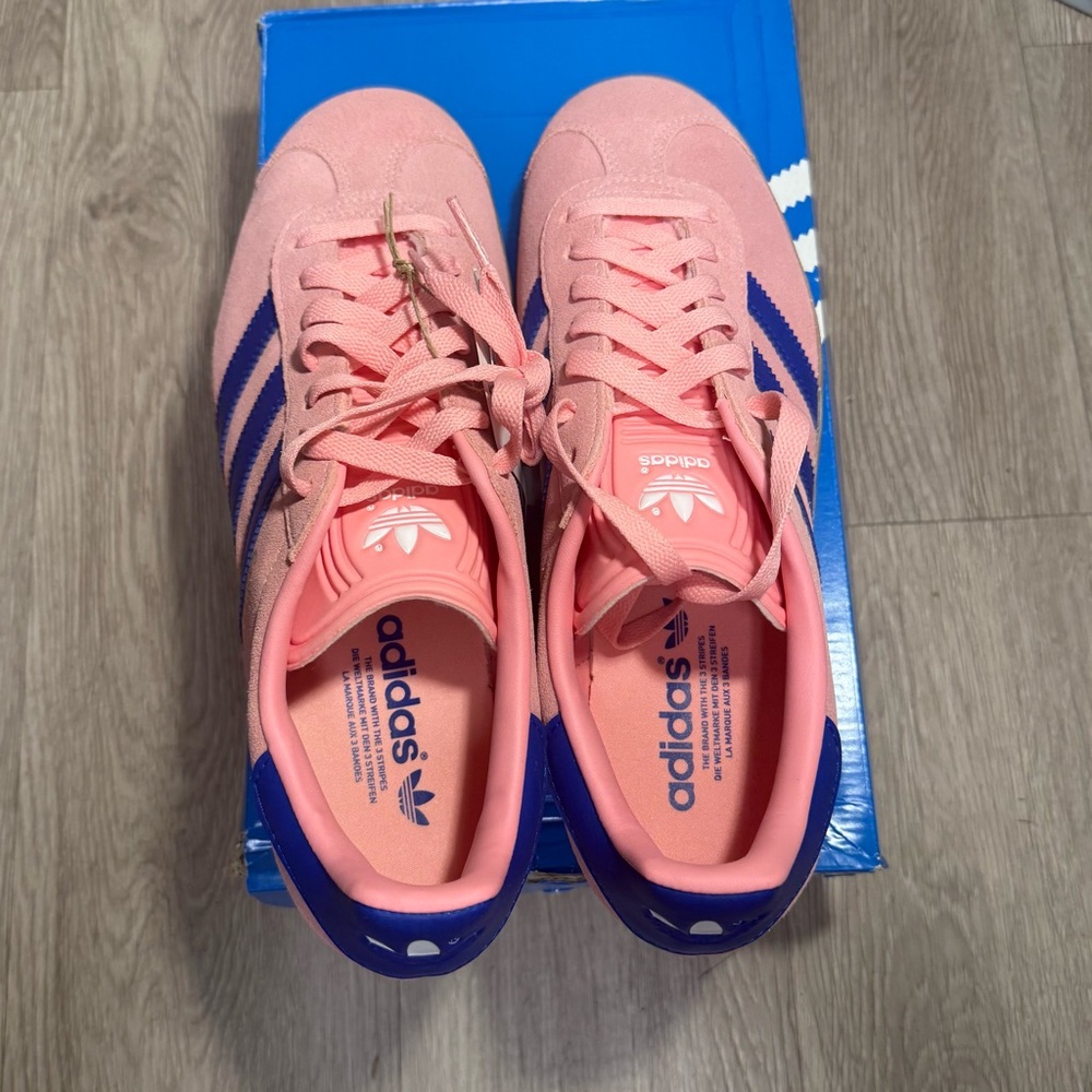 New Adidas Originals Gazelle Semi Pink Spark Lucid Blue Casual Shoes Sneaker - Picture 11 of 13